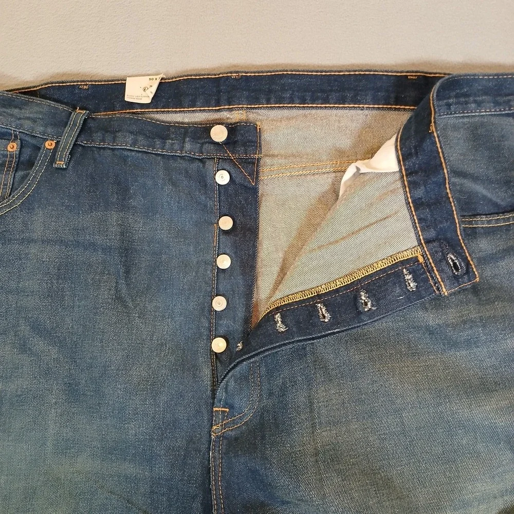 Levis Men's 501 Original Jeans Big & Tall Size 50x32 Blue Stretch Straight NEW
